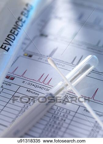 Stock Photography - DNA (deoxyribonucleic acid) test results with swab.. Fotosearch