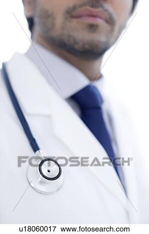 Stock Photo - Doctor with stethoscope, close-up.. Fotosearch