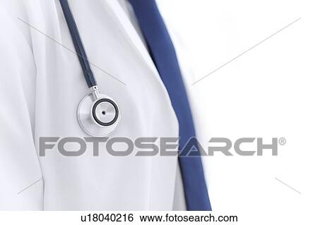 Stock Photograph - Doctor with stethoscope, close-up.. Fotosearch