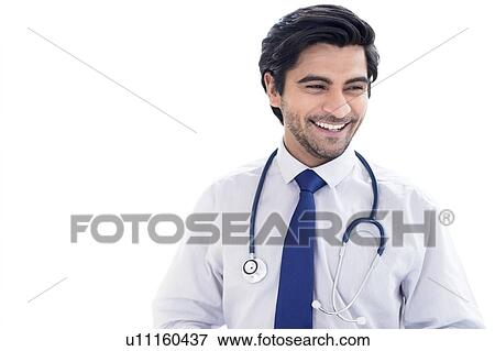 Doctor with stethoscope, looking away. View Large Photo Image Stock Photo - Doctor with stethoscope, looking away.. Fotosearch