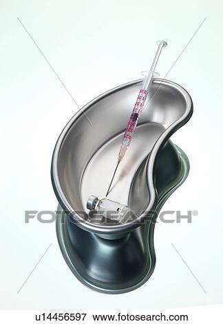Stock Photo - Drug and syringe in tray.. Fotosearch
