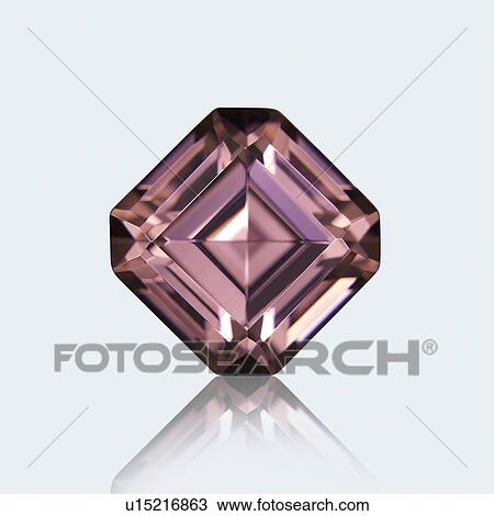 Stock Image - Emerald cut pink sapphire.. Fotosearch