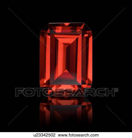 Stock Image - Emerald cut ruby.. Fotosearch