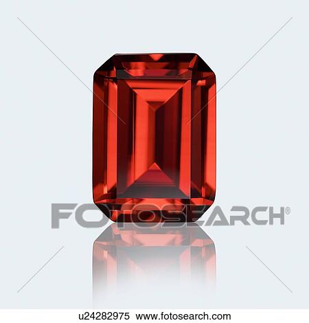 Stock Photography - Emerald cut ruby.. Fotosearch