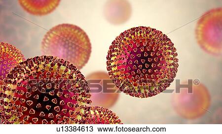 Stock Image - Group of viruses, computer illustration.. Fotosearch