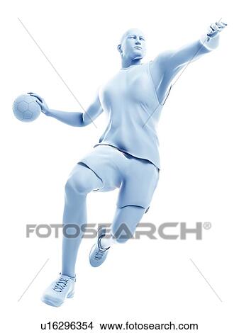 Picture - Handball player, illustration. Fotosearch