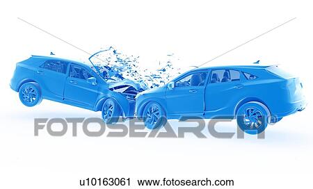 Stock Image - Head-on car crash, computer illustration.. Fotosearch