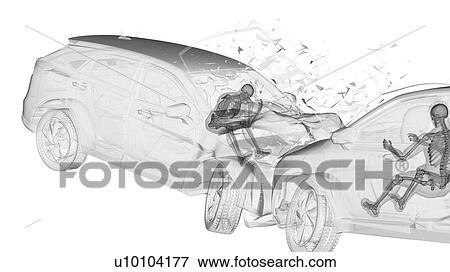 Stock Photo - Head-on car crash, computer illustration.. Fotosearch