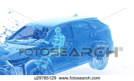 Stock Photo - Head-on car crash, computer illustration.. Fotosearch