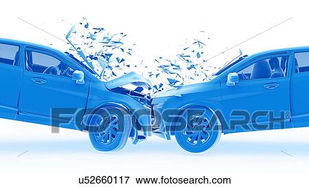 Stock Photo - Head-on car crash, computer illustration.. Fotosearch