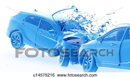 Stock Photograph - Head-on car crash, computer illustration.. Fotosearch