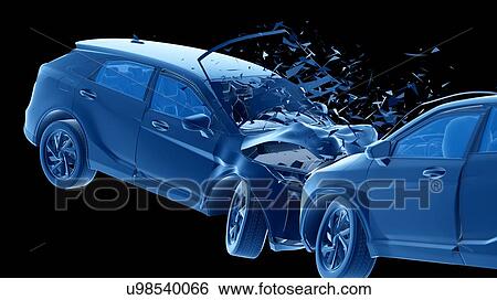 Stock Photograph - Head-on car crash, computer illustration.. Fotosearch