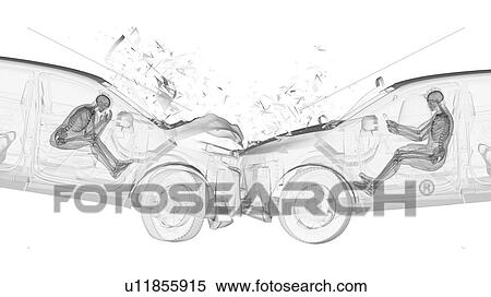 Stock Photography - Head-on car crash, computer illustration.. Fotosearch