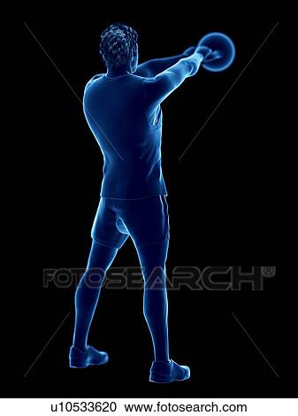 Stock Image - Man doing kettlebell workout, conceptual computer illustration.. Fotosearch
