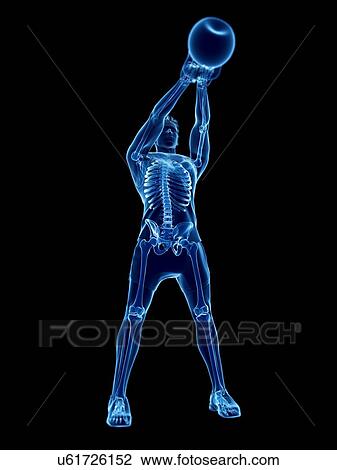 Stock Image - Man doing kettlebell workout, conceptual computer illustration.. Fotosearch