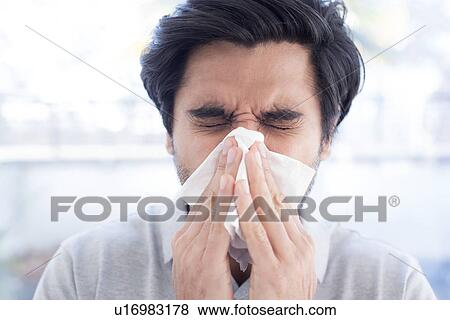 Man sneezing. View Large Photo Image Stock Photo - Man sneezing.. Fotosearch