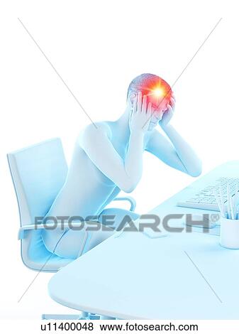Office worker with headache, conceptual illustration. View Large Photo Image Stock Photo - Office worker with headache, conceptual illustration.. Fotosearch