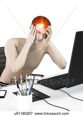 Stock Photo - Office worker with headache, conceptual illustration.. Fotosearch