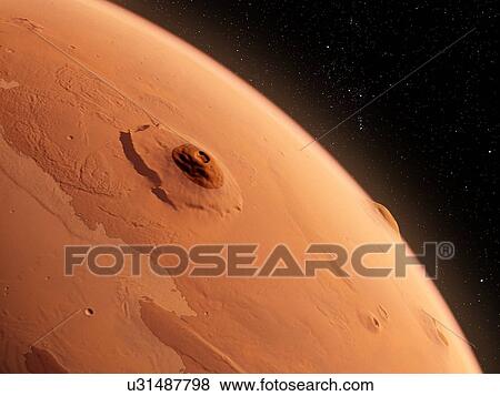 Olympus Mons, Mars, computer illustration. View Large Photo Image Stock Photo - Olympus Mons, Mars, computer illustration.. Fotosearch