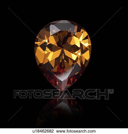 Stock Image - Pear cut citrine.. Fotosearch