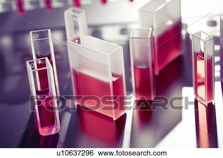 Stock Photograph - Samples in quartz cuvettes.. Fotosearch