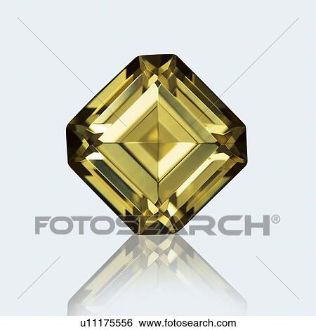 Stock Photograph - Square emerald cut citrine.. Fotosearch