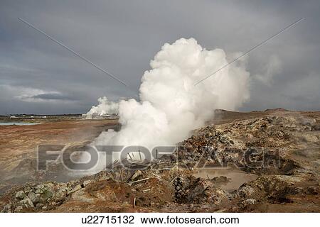 Stock Image - Steaming geothermal hot water, Hveragerdi, Iceland.. Fotosearch