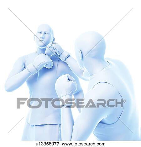 Stock Photo - Two men boxing, computer illustration.. Fotosearch