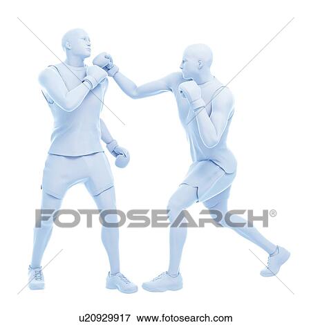 Stock Photo - Two men boxing, computer illustration.. Fotosearch
