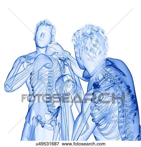 Stock Photo - Two men boxing, computer illustration.. Fotosearch