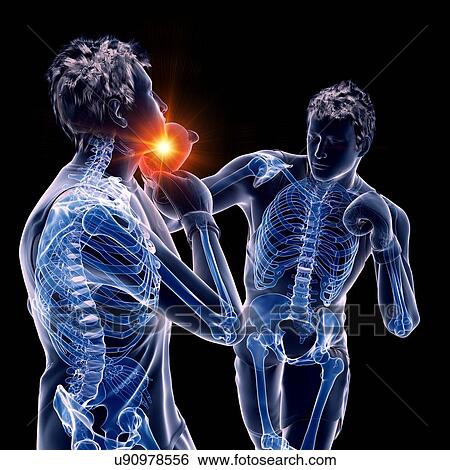 Stock Photograph - Two men boxing, computer illustration.. Fotosearch