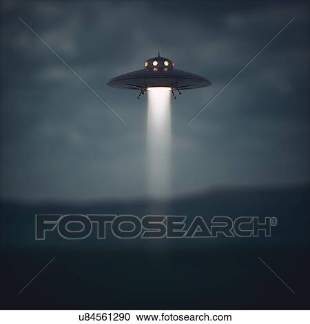 Stock Image - Unidentified Flying Object (UFO), computer illustration.. Fotosearch