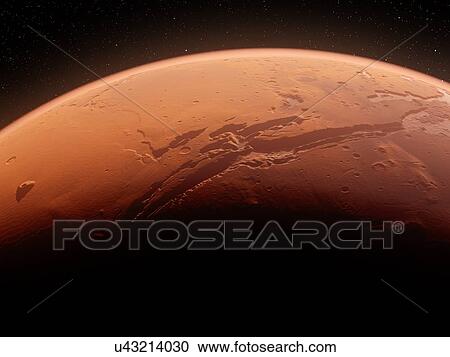 Stock Image - Valles Marineris, Mars, computer illustration.. Fotosearch