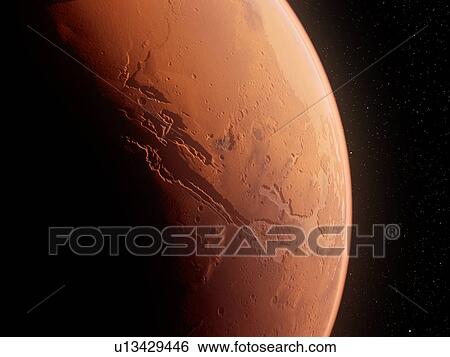 Stock Photograph - Valles Marineris, Mars, computer illustration.. Fotosearch