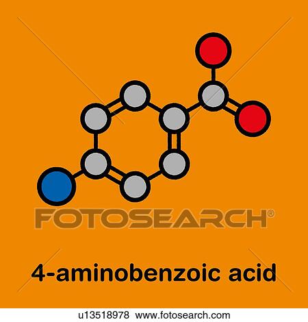 Stock Photo - 4-aminobenzoic acid molecule, illustration. Fotosearch