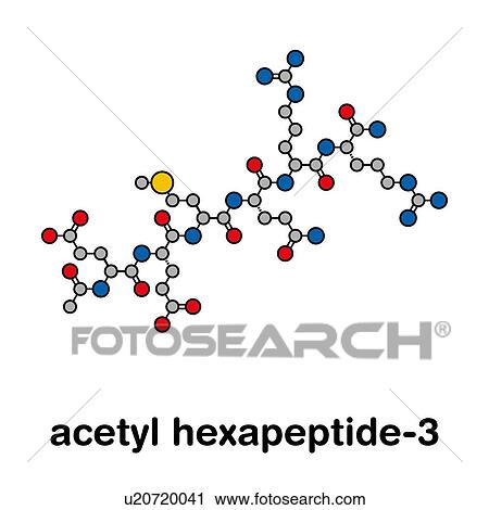 Stock Image - Acetyl hexapeptide-3 molecule, illustration. Fotosearch
