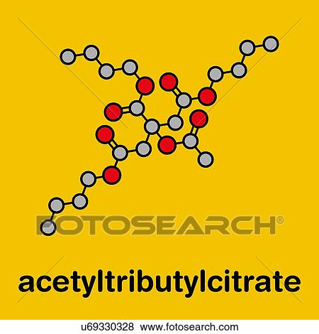 Stock Photo - Acetyl tributyl citrate plasticizer molecule, illustration. Fotosearch