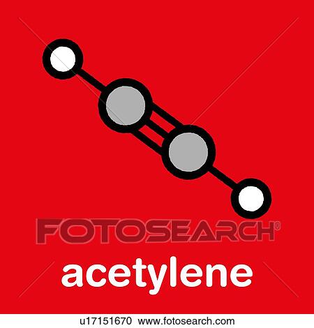 Stock Image - Acetylene molecule, illustration. Fotosearch