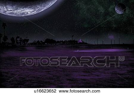 Stock Image - Alien landscape, conceptual illustration. Fotosearch