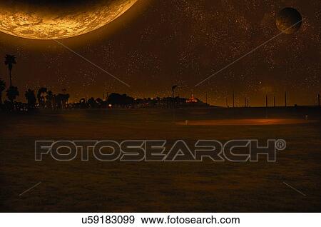 Stock Photo - Alien landscape, conceptual illustration. Fotosearch