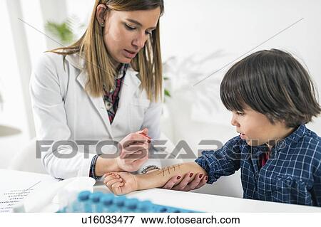 Stock Photo - Allergy skin prick testing. Fotosearch
