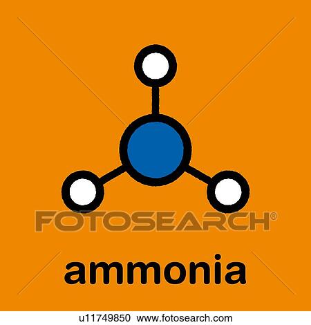 Stock Image - Ammonia molecule, illustration. Fotosearch