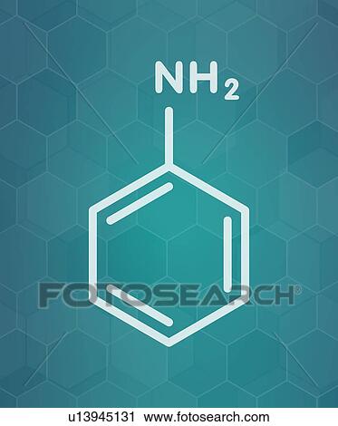 Stock Image - Aniline molecule, illustration. Fotosearch