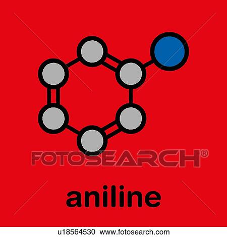 Stock Image - Aniline molecule, illustration. Fotosearch