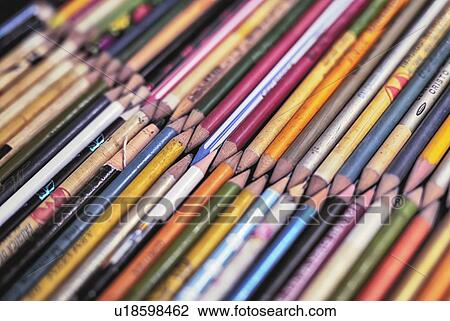 Stock Image - Antique colouring pencils. Fotosearch