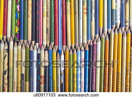 Stock Image - Antique colouring pencils. Fotosearch