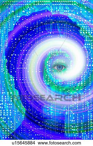 Picture - Artificial intelligence surveillance, illustration. Fotosearch