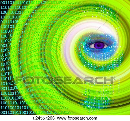 Stock Image - Artificial intelligence surveillance, illustration. Fotosearch