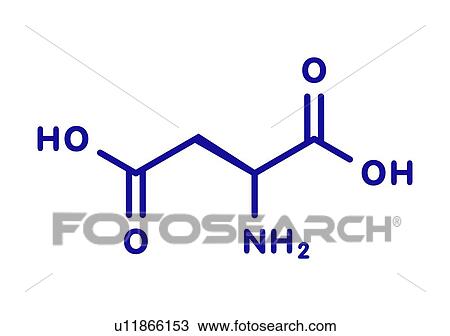 Stock Image - Aspartic acid amino acid molecule, illustration. Fotosearch