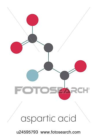 Stock Image - Aspartic acid amino acid molecule, illustration. Fotosearch
